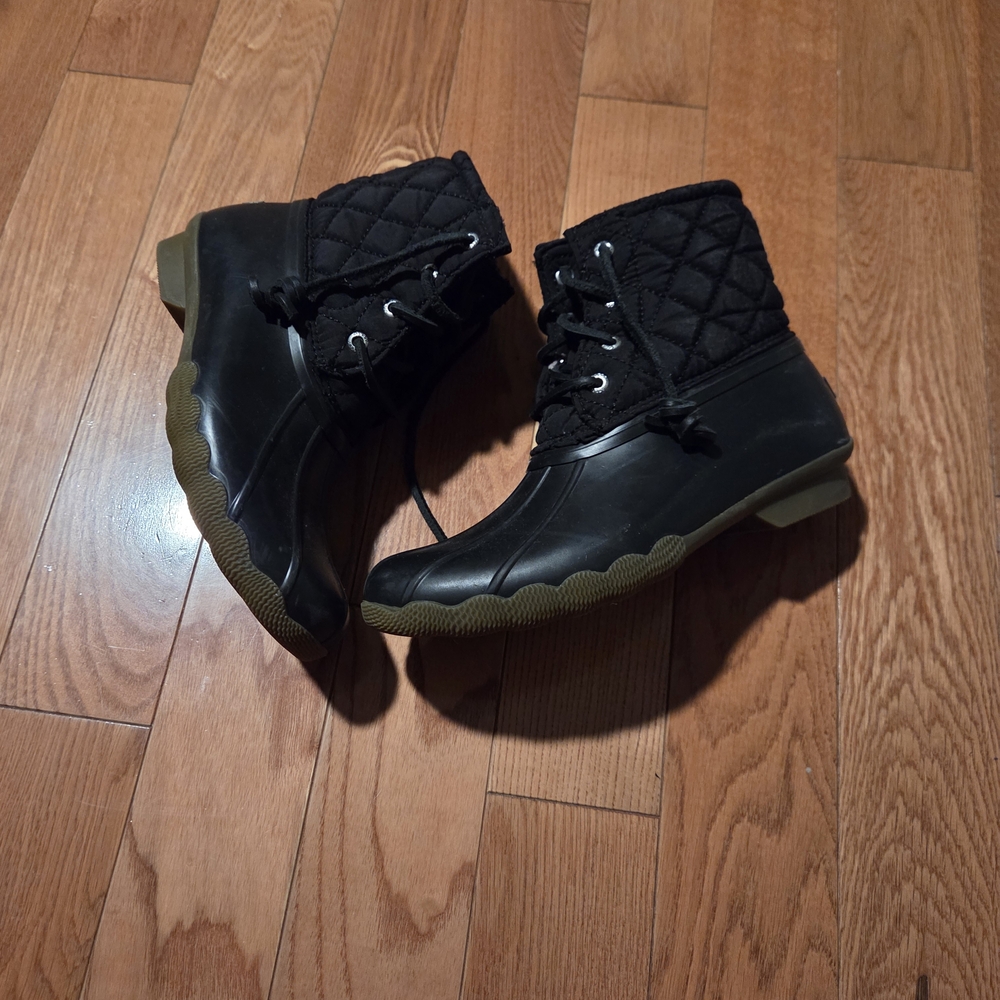 Sperry Black Quilted Lace-Up Boots